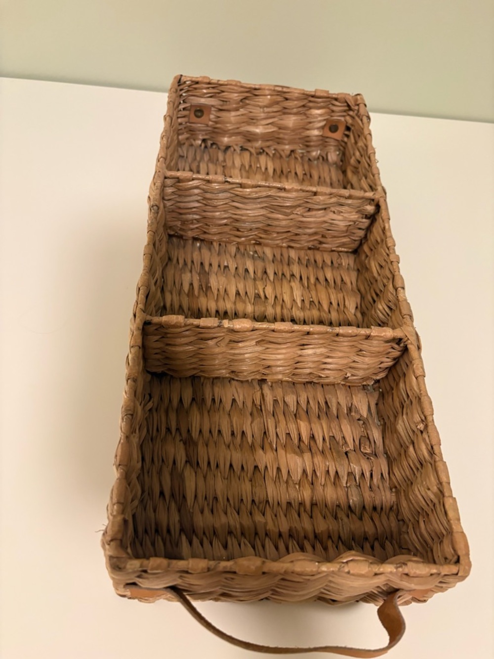 Hearth & Hand Woven 3-Compartment Rectangular Basket Tray in Natural Tan - Picture 3 of 6